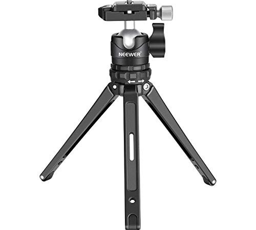 Neewer Macro Treppiedi da Tavolo Portatile Compatto 19cm con 360° Testa a Sfera Salvaspazio, 1/4” Piastra a Sgancio Rapido per Reflex Digitali Canon Nikon, Massima Capacità di Carico 8kg