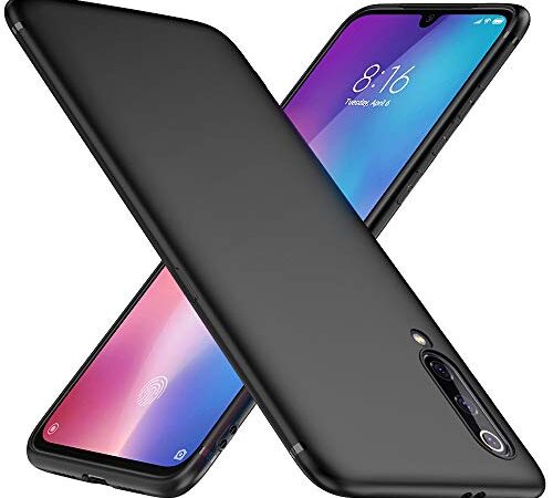 Peakally Cover per Xiaomi Mi 9 in TPU Nero Opaco, Morbido TPU Custodia Cover Slim Anti Scivolo [Compatibile con Ricarica Wireless] -Nero