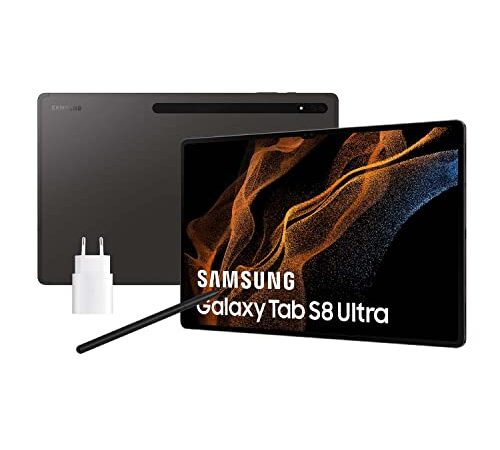 Samsung Galaxy Tab S8 Ultra con caricatore – Tablet da 14,6" (12 GB RAM, 256 GB Storage, Wifi, Android 12) Nero - Versione spagnola