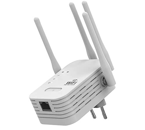 SKJJL Ripetitore WiFi, Extender WiFi 1200Mbps, Ripetitore WiFi Potente Wireless, Ripetitore WiFi Potente 1200Mbps Amplificatore con 1 porta Ethernet, 2 antenne, compatibile con tutti i router