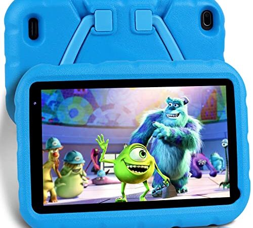 Tablet per Bambini 7 Pollici Android 11 FHD Tablet con WiFi 6, 32GB ROM (TF 256GB), Google Play | Doppia Fotocamera | Controllo Parentale | Giochi Educativi per Bambin(IWAWA) | con Custodia EVA-Blu