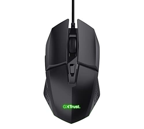 Trust Gaming GXT 109 Felox Mouse Gaming con 6 Pulsanti Programmabili, Illuminazione LED Multicolore, Software Incluso, 200-6400 DPI, Mouse con Filo USB 150 cm per PC, Portatile, Computer - Nero