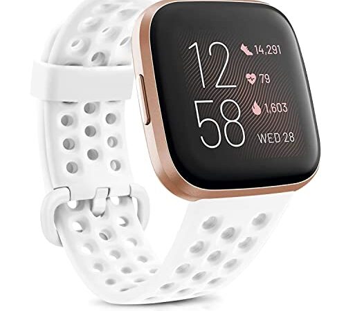 Vancle Sportivo Cinturino per Fitbit Versa 2 / Versa Lite / Fitbit Versa, Cinturini in Morbido di Ricambio per Fitbit Versa 2 (Bianco,Piccole dimensioni)