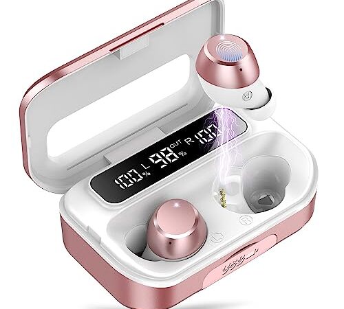 Wekily Cuffie Bluetooth, 2023 Nuovo Auricolari Bluetooth 5.3 HiFi Stereo con ENC Mic Chiamate, Cuffie Wireless In Ear IP7 Impermeabili, 120 Ore Cuffiette Bluetooth con LED Digital Display