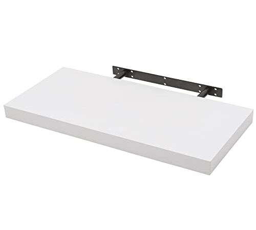 WOLTU Mensola da Muro Rettangolare Scaffale Libreria a Parete Decorazione per Cameretta Ufficio Porta CD/Dvd in Legno Bianco 60cm RG9319ws-b