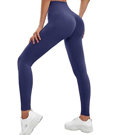 Yuson Girl Leggins Donna Push up Leggings Sportivi Vita Alta Anticellulite Pantaloni Yoga Pants Fitness Altamente Estivi Pantaloni Donna Sportivi(Blu Navy, S)